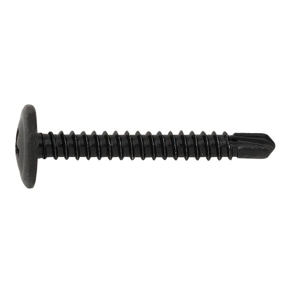 TAEN [CP] Tornillo autotaladrante de cabeza alomada baja y arandela estampada. Zincado negro. Huella PH